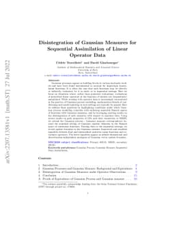 Disintegration of Gaussian Measures for Sequential Assimilation of
  Linear Operator Data