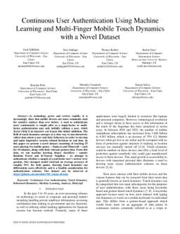 Continuous User Authentication Using Machine Learning and Multi-Finger
  Mobile Touch Dynamics with a Novel Dataset