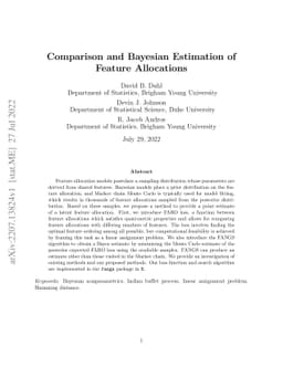 Comparison and Bayesian Estimation of Feature Allocations