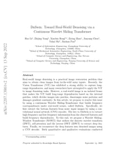 DnSwin: Toward Real-World Denoising via Continuous Wavelet
  Sliding-Transformer
