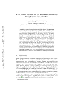 Real Image Restoration via Structure-preserving Complementarity
  Attention