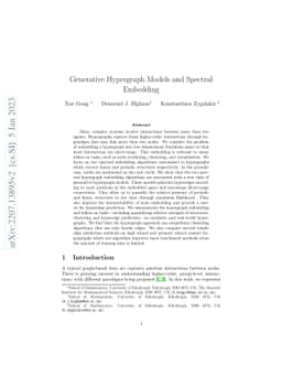 Generative Hypergraph Models and Spectral Embedding