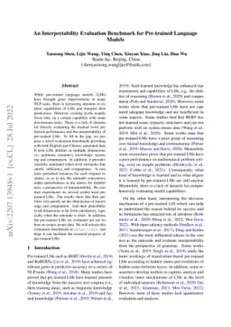 An Interpretability Evaluation Benchmark for Pre-trained Language Models