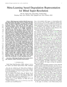 Meta-Learning based Degradation Representation for Blind
  Super-Resolution