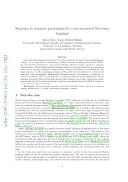 Sequence to sequence pretraining for a less-resourced Slovenian language