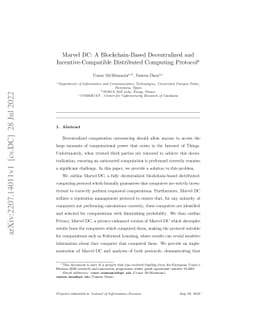 Marvel DC: A Blockchain-Based Decentralized and Incentive-Compatible
  Distributed Computing Protocol