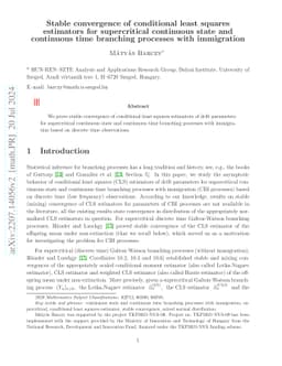 Stable convergence of conditional least squares estimators for
  supercritical continuous state and continuous time branching processes with
  immigration