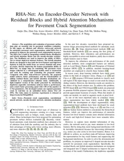 RHA-Net: An Encoder-Decoder Network with Residual Blocks and Hybrid
  Attention Mechanisms for Pavement Crack Segmentation