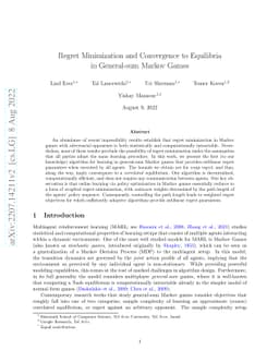 Regret Minimization and Convergence to Equilibria in General-sum Markov
  Games