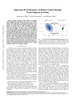 Improving the Performance of Robust Control through Event-Triggered
  Learning