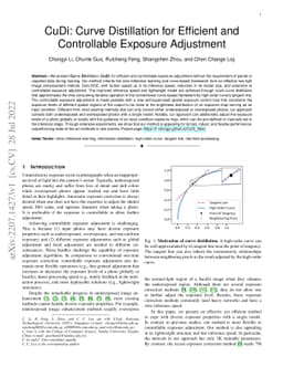 CuDi: Curve Distillation for Efficient and Controllable Exposure
  Adjustment