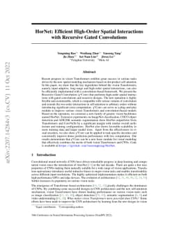 HorNet: Efficient High-Order Spatial Interactions with Recursive Gated
  Convolutions