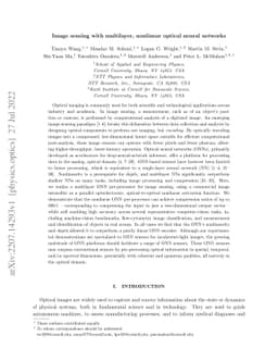 Image sensing with multilayer, nonlinear optical neural networks