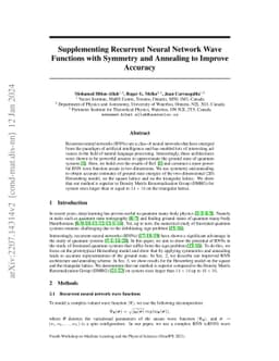 Supplementing Recurrent Neural Network Wave Functions with Symmetry and
  Annealing to Improve Accuracy