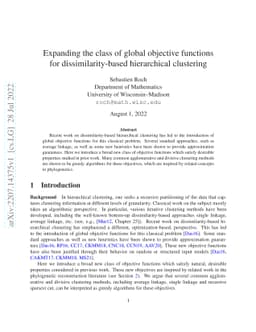 Expanding the class of global objective functions for
  dissimilarity-based hierarchical clustering