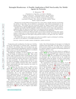 Entangled Rendezvous: A Possible Application of Bell Non-Locality For
  Mobile Agents on Networks