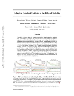 Adaptive Gradient Methods at the Edge of Stability