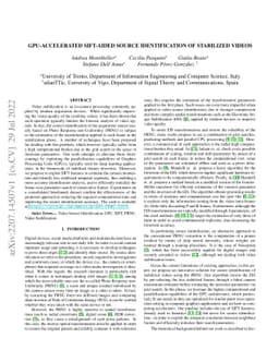 GPU-accelerated SIFT-aided source identification of stabilized videos