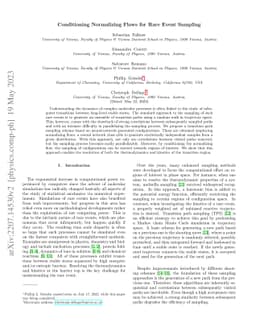 Conditioning Normalizing Flows for Rare Event Sampling