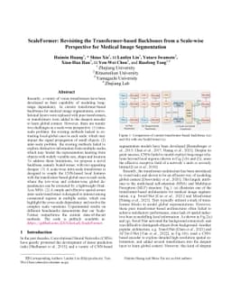 ScaleFormer: Revisiting the Transformer-based Backbones from a
  Scale-wise Perspective for Medical Image Segmentation