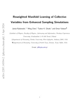 Reweighted Manifold Learning of Collective Variables from Enhanced
  Sampling Simulations