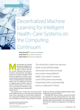 Decentralized Machine Learning for Intelligent Health Care Systems on
  the Computing Continuum