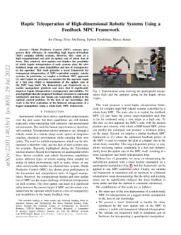 Haptic Teleoperation of High-dimensional Robotic Systems Using a
  Feedback MPC Framework