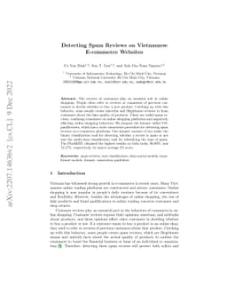 Detecting Spam Reviews on Vietnamese E-commerce Websites