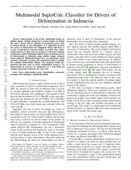 Multimodal SuperCon: Classifier for Drivers of Deforestation in
  Indonesia