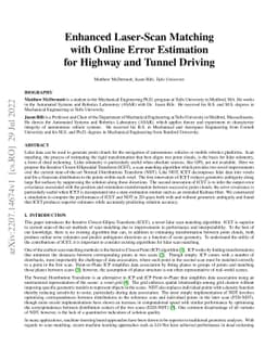 Enhanced Laser-Scan Matching with Online Error Estimation for Highway
  and Tunnel Driving