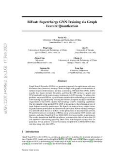 BiFeat: Supercharge GNN Training via Graph Feature Quantization