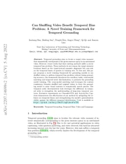 Can Shuffling Video Benefit Temporal Bias Problem: A Novel Training
  Framework for Temporal Grounding