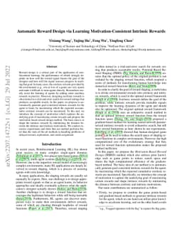 Automatic Reward Design via Learning Motivation-Consistent Intrinsic
  Rewards