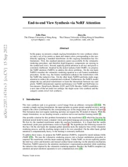 End-to-end View Synthesis via NeRF Attention