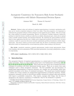 Asymptotic Consistency for Nonconvex Risk-Averse Stochastic Optimization
  with Infinite Dimensional Decision Spaces