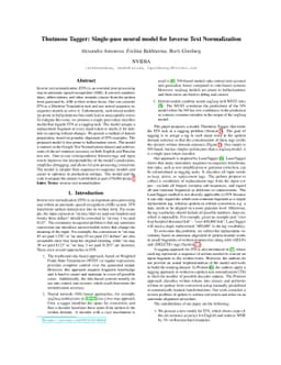 Thutmose Tagger: Single-pass neural model for Inverse Text Normalization