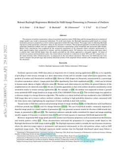 Robust Rayleigh Regression Method for SAR Image Processing in Presence
  of Outliers