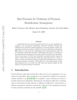 Bias Formulas for Violations of Proximal Identification Assumptions