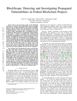 BlockScope: Detecting and Investigating Propagated Vulnerabilities in
  Forked Blockchain Projects