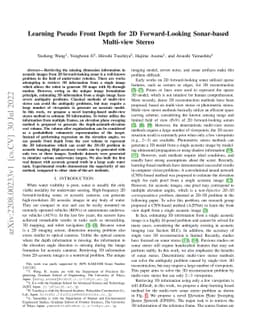 Learning Pseudo Front Depth for 2D Forward-Looking Sonar-based
  Multi-view Stereo