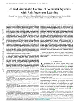 Unified Automatic Control of Vehicular Systems with Reinforcement
  Learning