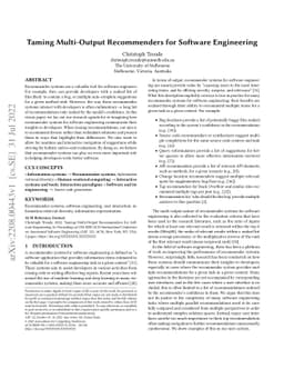 Taming Multi-Output Recommenders for Software Engineering