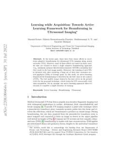Learning while Acquisition: Towards Active Learning Framework for
  Beamforming in Ultrasound Imaging