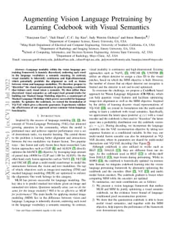 Augmenting Vision Language Pretraining by Learning Codebook with Visual
  Semantics