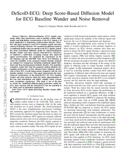 DeScoD-ECG: Deep Score-Based Diffusion Model for ECG Baseline Wander and
  Noise Removal