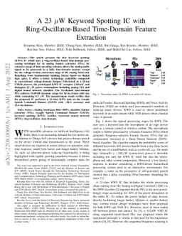 A 23 $μ$W Keyword Spotting IC with Ring-Oscillator-Based Time-Domain
  Feature Extraction