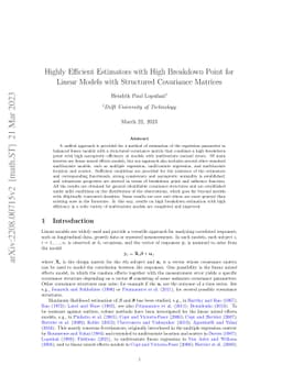 Highly Efficient Estimators with High Breakdown Point for Linear Models
  with Structured Covariance Matrices