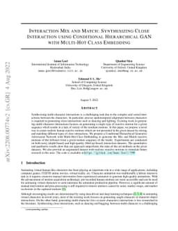 Interaction Mix and Match: Synthesizing Close Interaction using
  Conditional Hierarchical GAN with Multi-Hot Class Embedding
