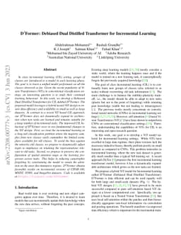 D3Former: Debiased Dual Distilled Transformer for Incremental Learning