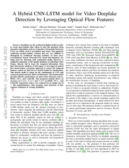 A Hybrid CNN-LSTM model for Video Deepfake Detection by Leveraging
  Optical Flow Features